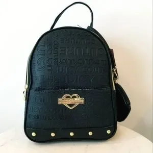 Juicy Couture Black Studded Glam Backpack with attached Heart Coin Pouch NWT Juicy Couture No Rules Backpack Black Small Weekender With  main image 3